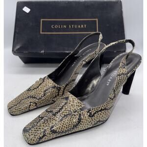 Colin Stuart Leather Ankle Strap Animal Print Square Toe Size 7 New